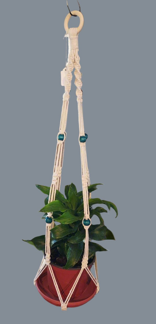 Clean, stylish plant hanger with knots, beads, and no tassel