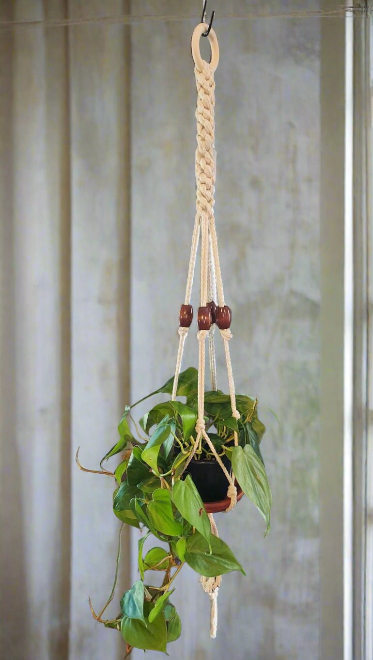 crown knot plant hanger with beads